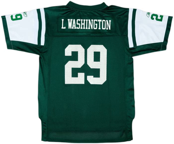 2008-09 New York Jets L.Washington #29 Reebok On Field Home Jersey - 9/10 - (XL.Boys)