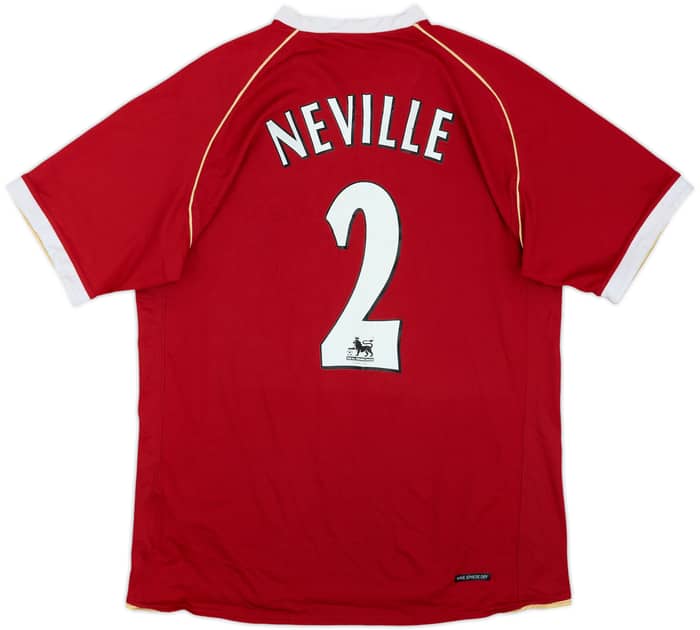 2006-07 Manchester United Home Shirt Neville #2 - 7/10 - (M)