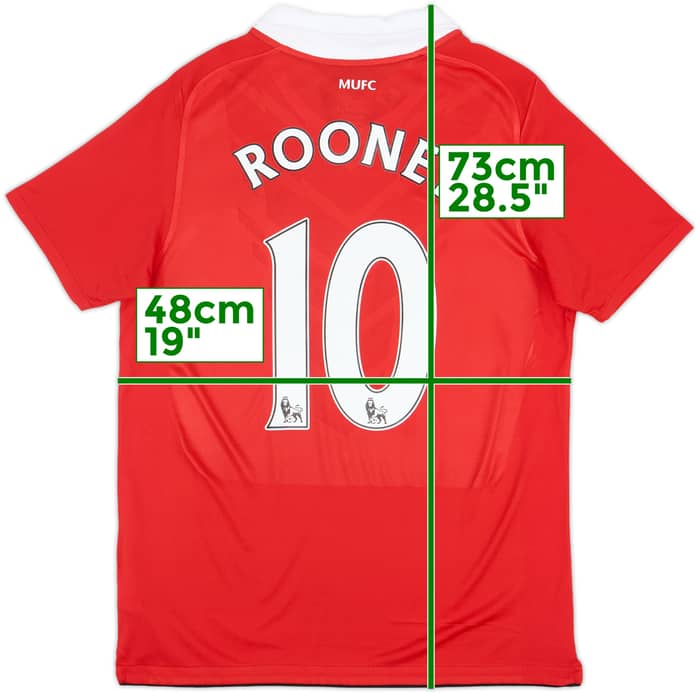 2010-11 Manchester United Home Shirt Rooney #10 (XL.Boys)