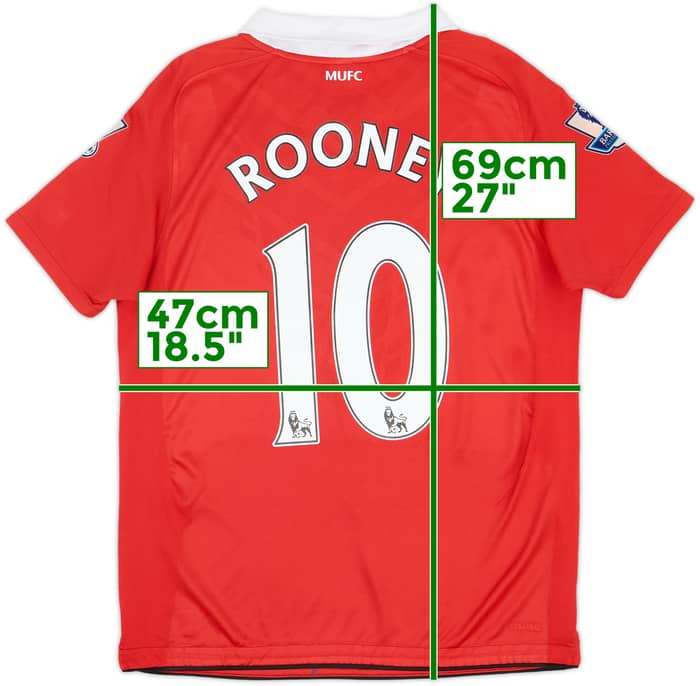 2010-11 Manchester United Home Shirt Rooney #10 - 6/10 - (XL.Boys)