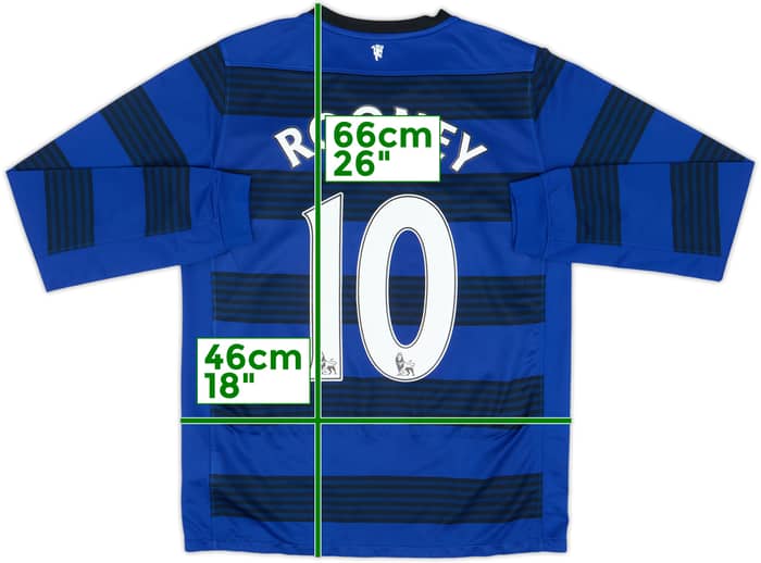 2011-13 Manchester United Away L/S Shirt Rooney #10 - 8/10 - (XL.Boys)