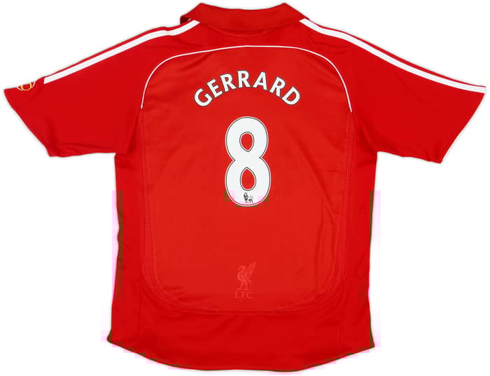 2006-08 Liverpool Home Shirt Gerrard #8 - 9/10 - (L.Boys)
