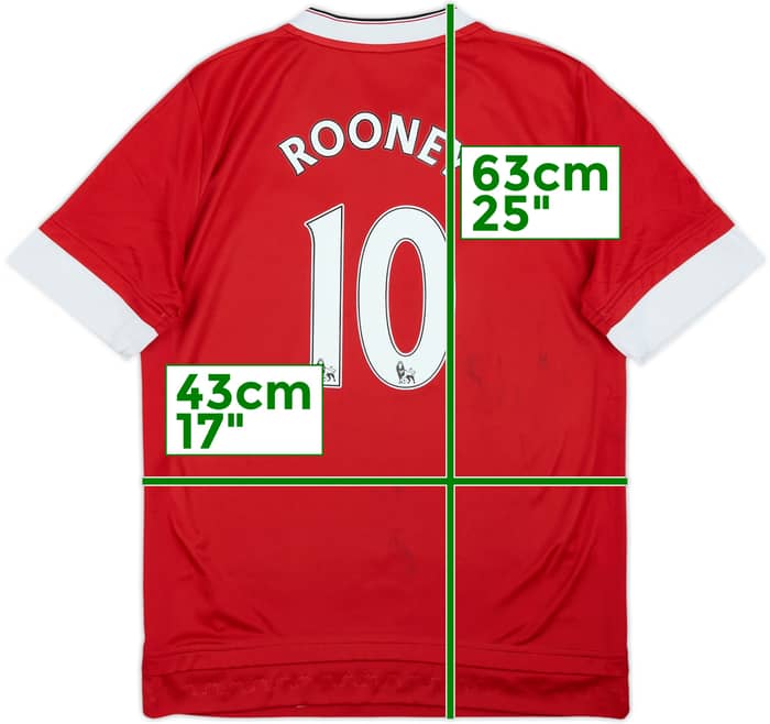 2015-16 Manchester United Home Shirt Rooney #10 - 5/10 - (L.Boys)