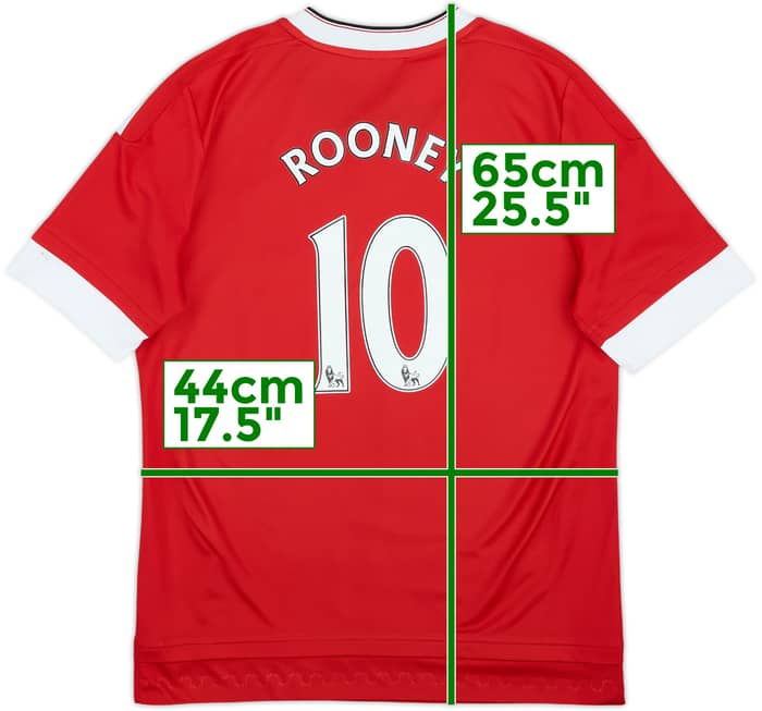 2015-16 Manchester United Home Shirt Rooney #10 - 8/10 - (L.Boys)