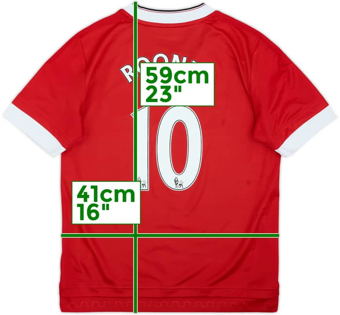 2015-16 Manchester United Home Shirt Rooney #10 - 8/10 - (M.Boys)