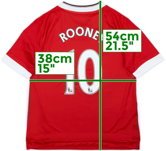 2015-16 Manchester United Home Shirt Rooney #10 - 8/10 - (S.Boys)