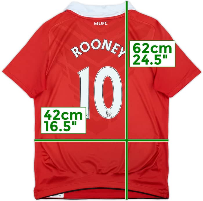 2010-11 Manchester United Home Shirt Rooney #10 - 7/10 - (M.Boys)