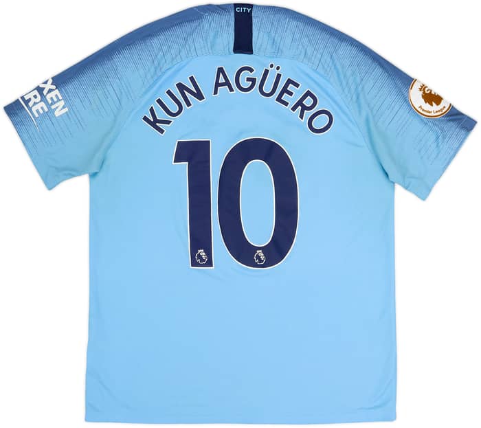 2018-19 Manchester City Home Shirt Kun Aguero #10 - 4/10 - (L)