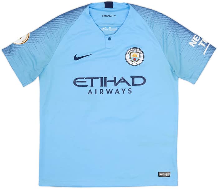 2018-19 Manchester City Home Shirt Kun Aguero #10 - 4/10 - (L)