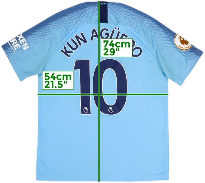 2018-19 Manchester City Home Shirt Kun Aguero #10 - 4/10 - (L)