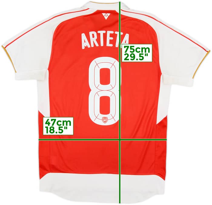 2015-16 Arsenal Home Shirt Arteta #8 - 5/10 - (M)