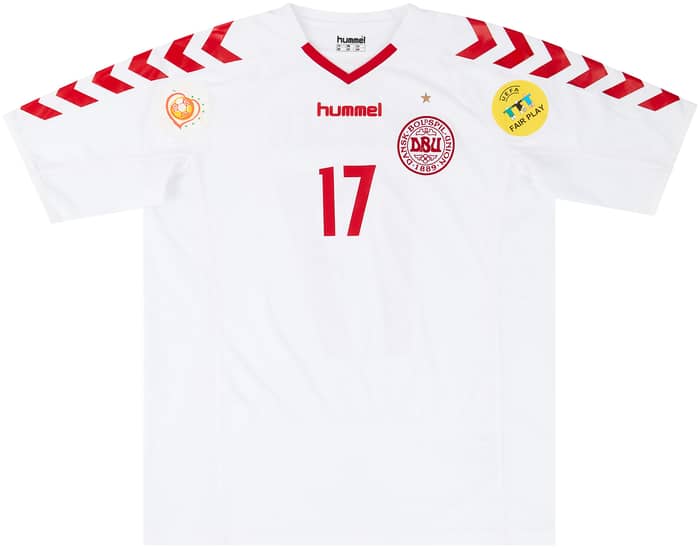 2004 Denmark Match Issue European Championship Away Shirt Poulsen #17