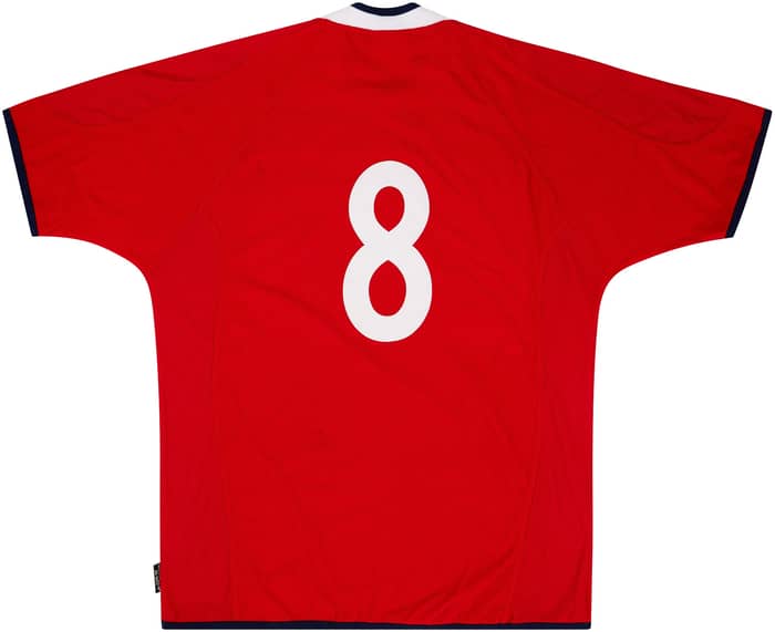2002 Norway Match Worn Home Shirt #8 (Leonhardsen) v Sweden