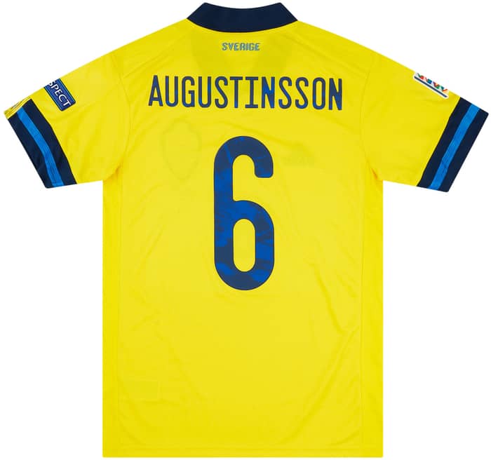 2020 Sweden Match Issue Nations League Home Shirt Augustinsson #6 (v Portugal)