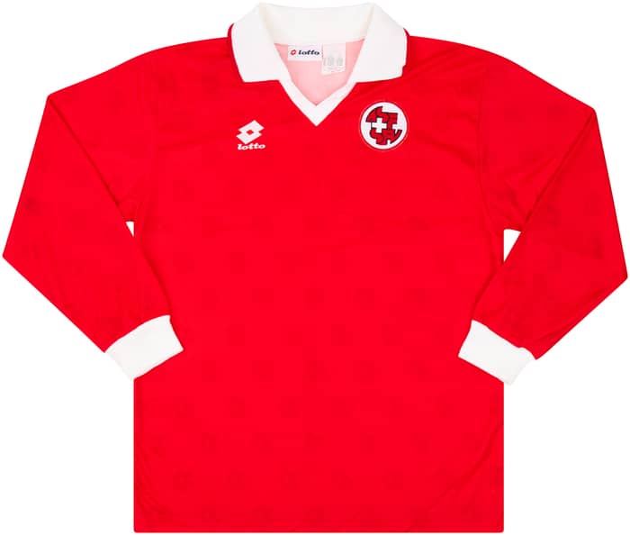 1995 Switzerland Match Worn Home L/S Shirt #4 (Henchoz) v England