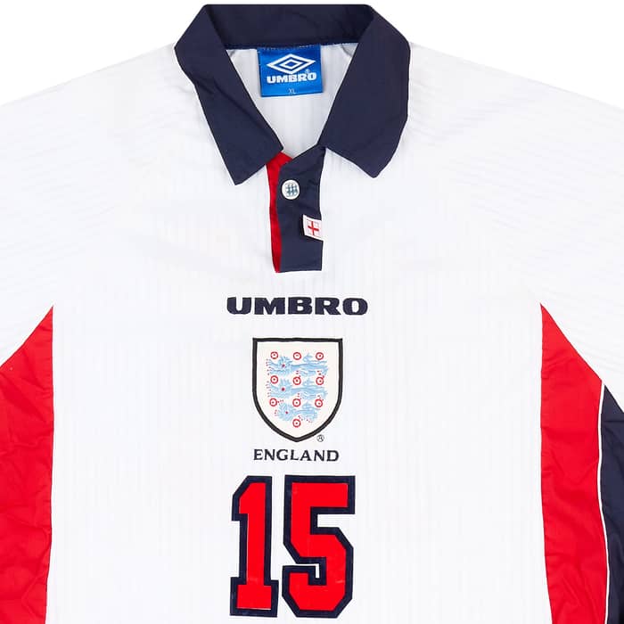 1997-99 England Match Issue Home L/S Shirt #15 (Butt)