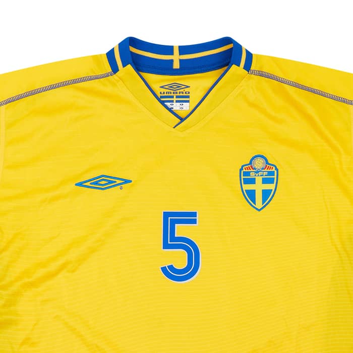 2004 Sweden Match Worn Home Shirt #5 (Dorsin) v Scotland