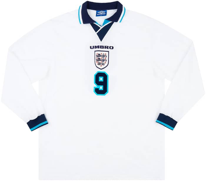1995-97 England Match Issue Home L/S Shirt #9 (Shearer)