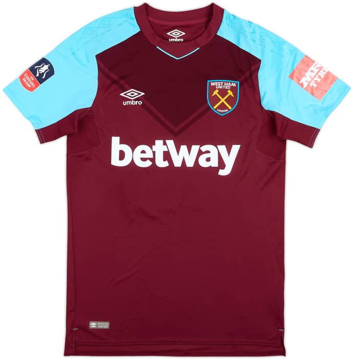 2017-18 West Ham Match Issue FA Cup Home Shirt J. Mário #18