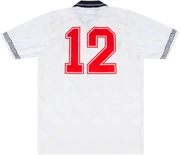 1990 England Match Worn Home Shirt #12 (Dorigo) v Denmark