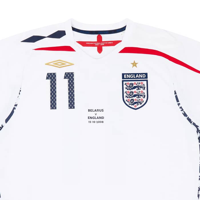 2008 England Match Issue Home Shirt Barry #11 (v Belarus)
