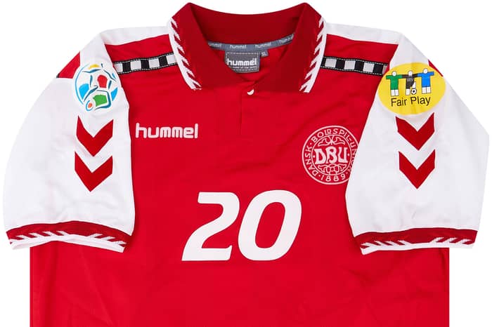 1996 Denmark Match Issue European Championship Home Shirt Laursen #20