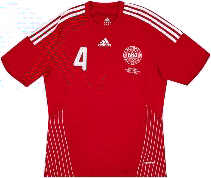 2010 Denmark Match Issue Kings Cup Home Shirt #4 (Borring) v Poland