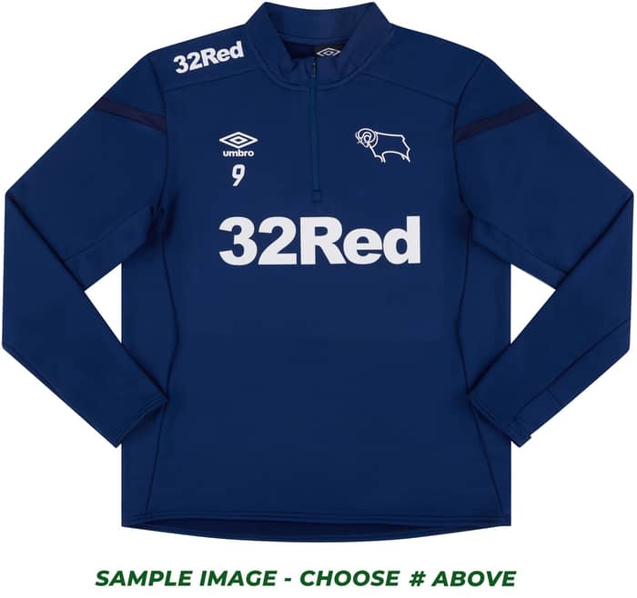 2020-21 Derby County Player Issue 1/2 Zip Training Top # (Excellent) S