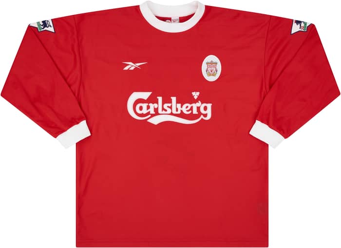 1999-00 Liverpool Match Issue Signed Home L/S Shirt Heskey #8