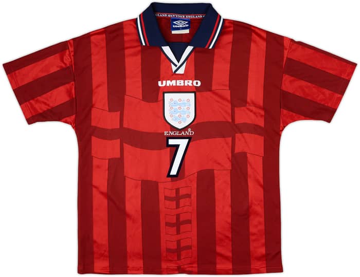 1997-99 England Away Shirt Beckham #7 - 9/10 - (M)