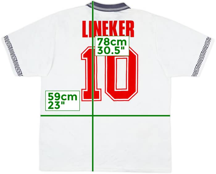 1990-92 England Home Shirt Lineker #10 - 8/10 - (XL)