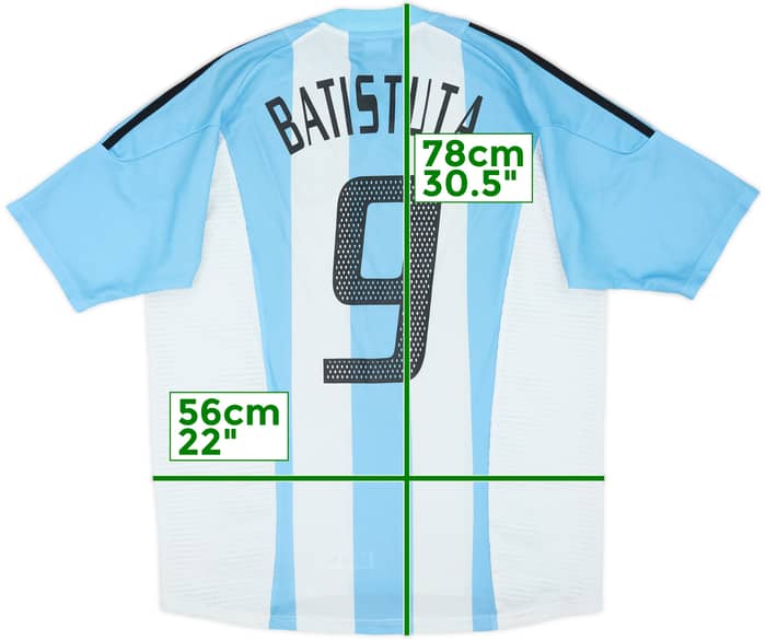 2002-04 Argentina Home Shirt Batistuta #9 - 7/10 - (L)