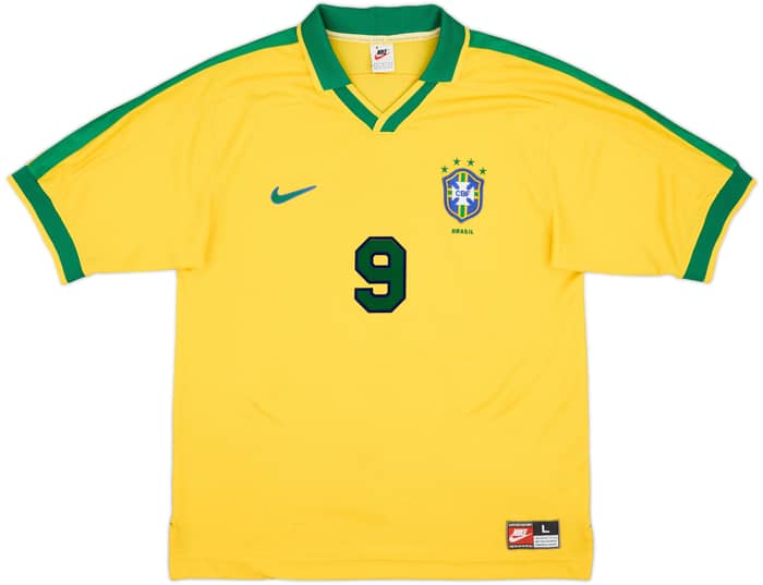 1997-98 Brazil Home Shirt Ronaldo #9 - 9/10 - (L)
