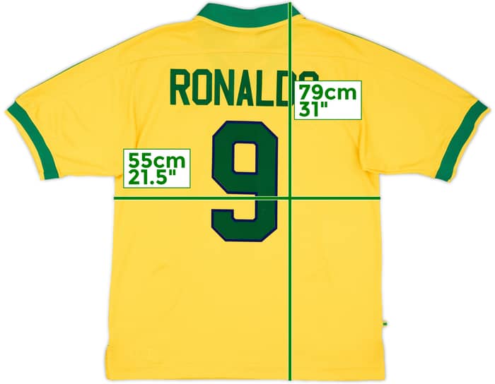 1997-98 Brazil Home Shirt Ronaldo #9 - 9/10 - (L)
