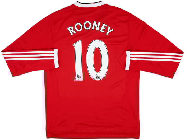 2015-16 Manchester United Home L/S Shirt Rooney #10 - 9/10 - (L)