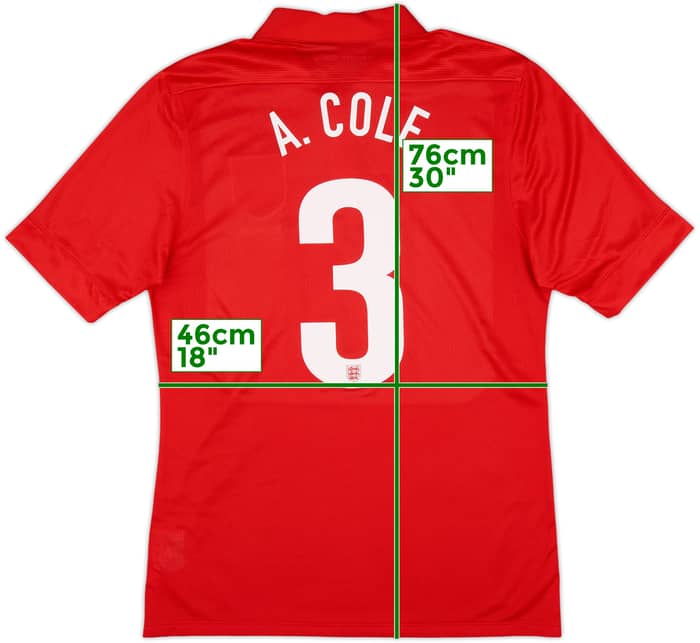 2013 England Player Issue Away 150th Anniversary Shirt A.Cole #3 - 10/10 - (L)
