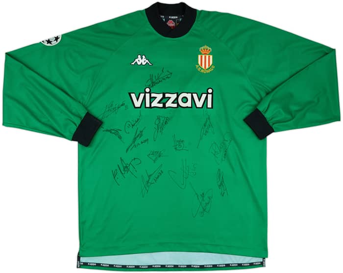2000-01 Monaco Match Issue Champions League Squad Signed GK Shirt Aubry #30