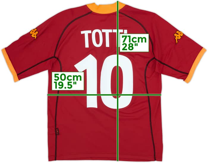 2001-02 Roma Home Shirt Totti #10 - 8/10 - (L)