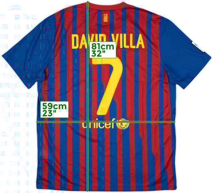 2011-12 Barcelona Home Shirt David Villa #7 - 10/10 - (XL)