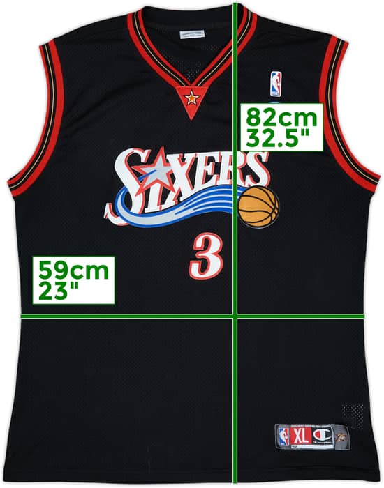 2000-06 Philadelphia 76ers Iverson #3 Champion Authentic Away Jersey - 6/10 - (XL)