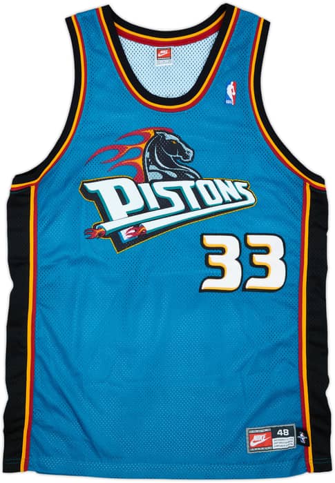 1997-00 Detroit Pistons Hill #33 Nike Authentic Away Jersey - 8/10 - (XL)