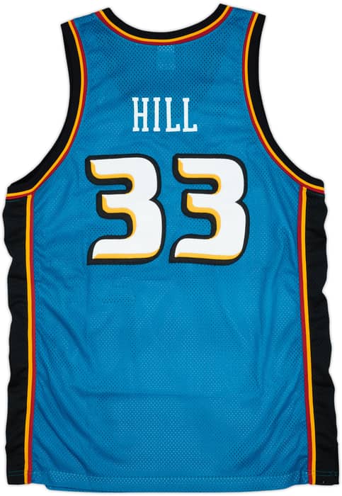 1997-00 Detroit Pistons Hill #33 Nike Authentic Away Jersey - 8/10 - (XL)