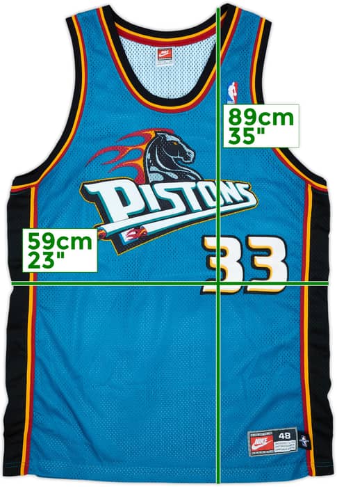 1997-00 Detroit Pistons Hill #33 Nike Authentic Away Jersey - 8/10 - (XL)