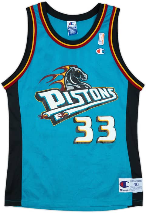 1996-00 Detroit Pistons Hill #33 Champion Away Jersey - 9/10 - (M)