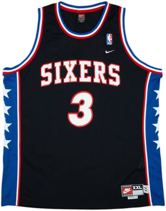 1976-77 Philadelphia 76ers Iverson #3 Nike Rewind Swingman Jersey - 8/10 - (XXL)