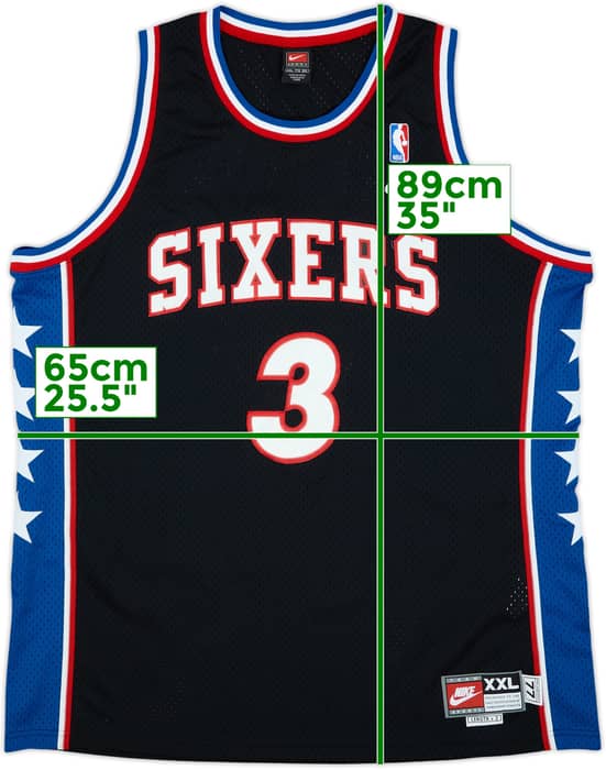 1976-77 Philadelphia 76ers Iverson #3 Nike Rewind Swingman Jersey - 8/10 - (XXL)