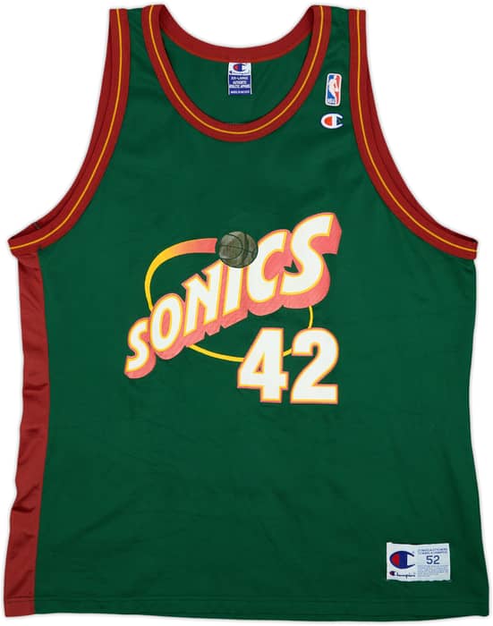 1997-01 Seattle SuperSonics Baker #42 Champion Away Jersey - 8/10 - (XXL)