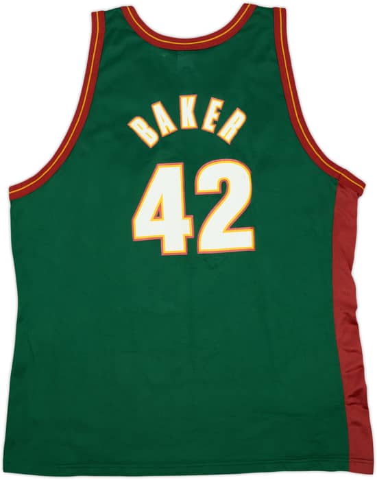 1997-01 Seattle SuperSonics Baker #42 Champion Away Jersey - 8/10 - (XXL)