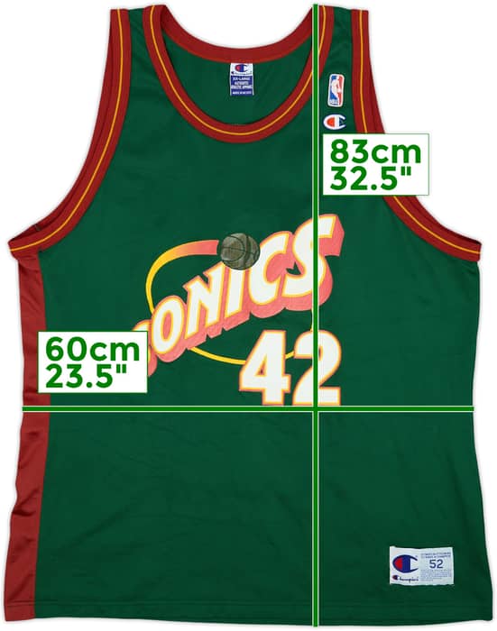 1997-01 Seattle SuperSonics Baker #42 Champion Away Jersey - 8/10 - (XXL)
