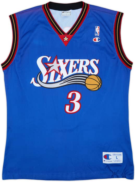 1999-00 Philadelphia 76ers Iverson #3 Champion Alternate Jersey - 7/10 - (L)